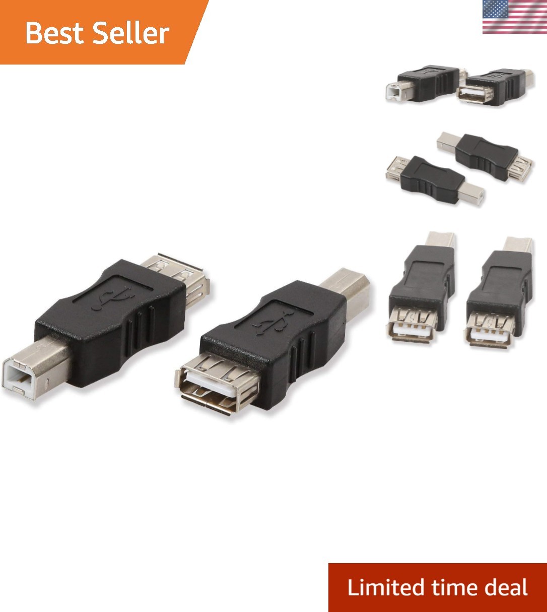 High-Speed USB 2.0 A to B Adapter Converter - 2 Pack for Easy Device Connection