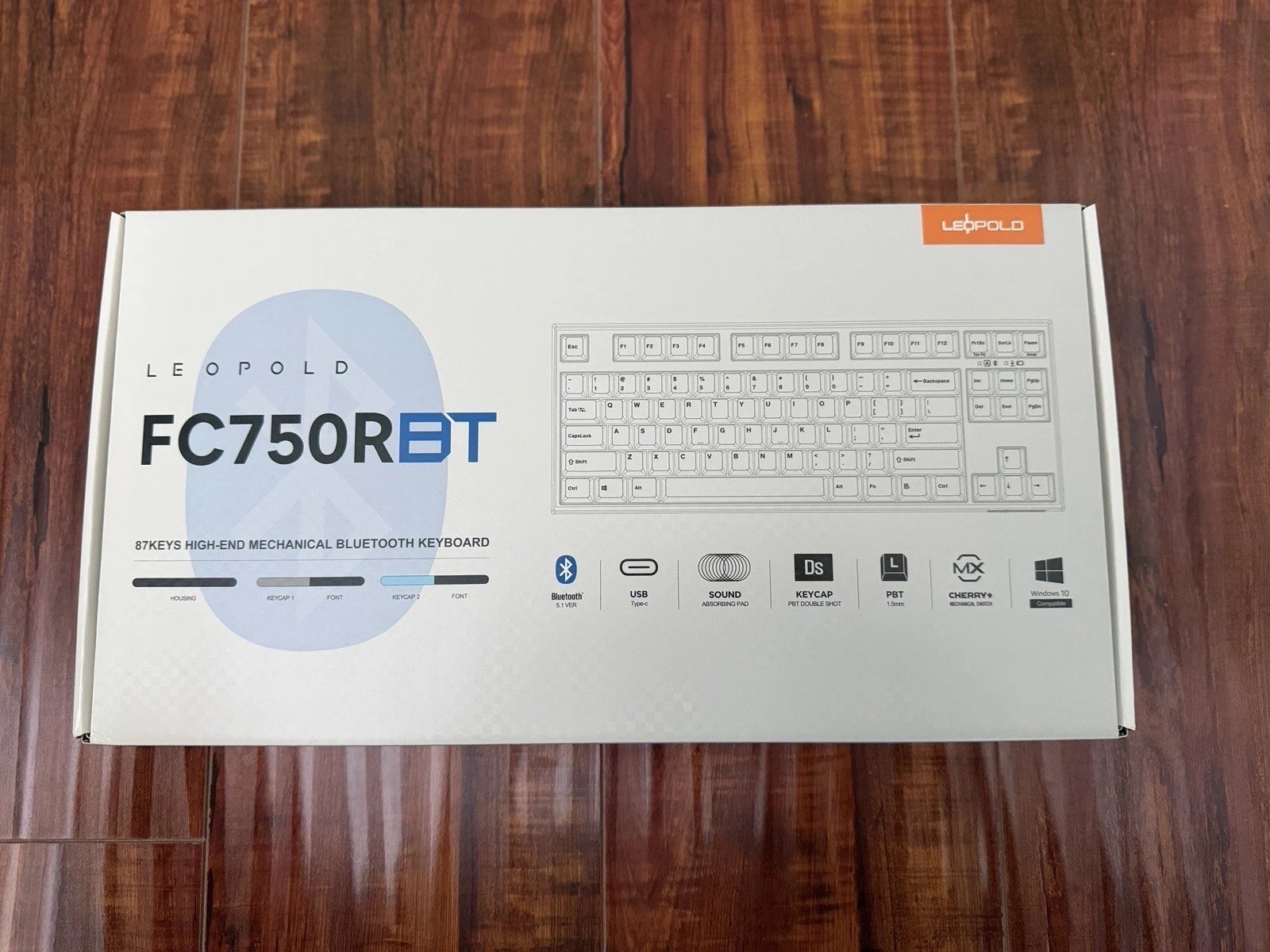 Leopold FC750RBT TKL Bluetooth Mechanical Keyboard Cherry Silent Red