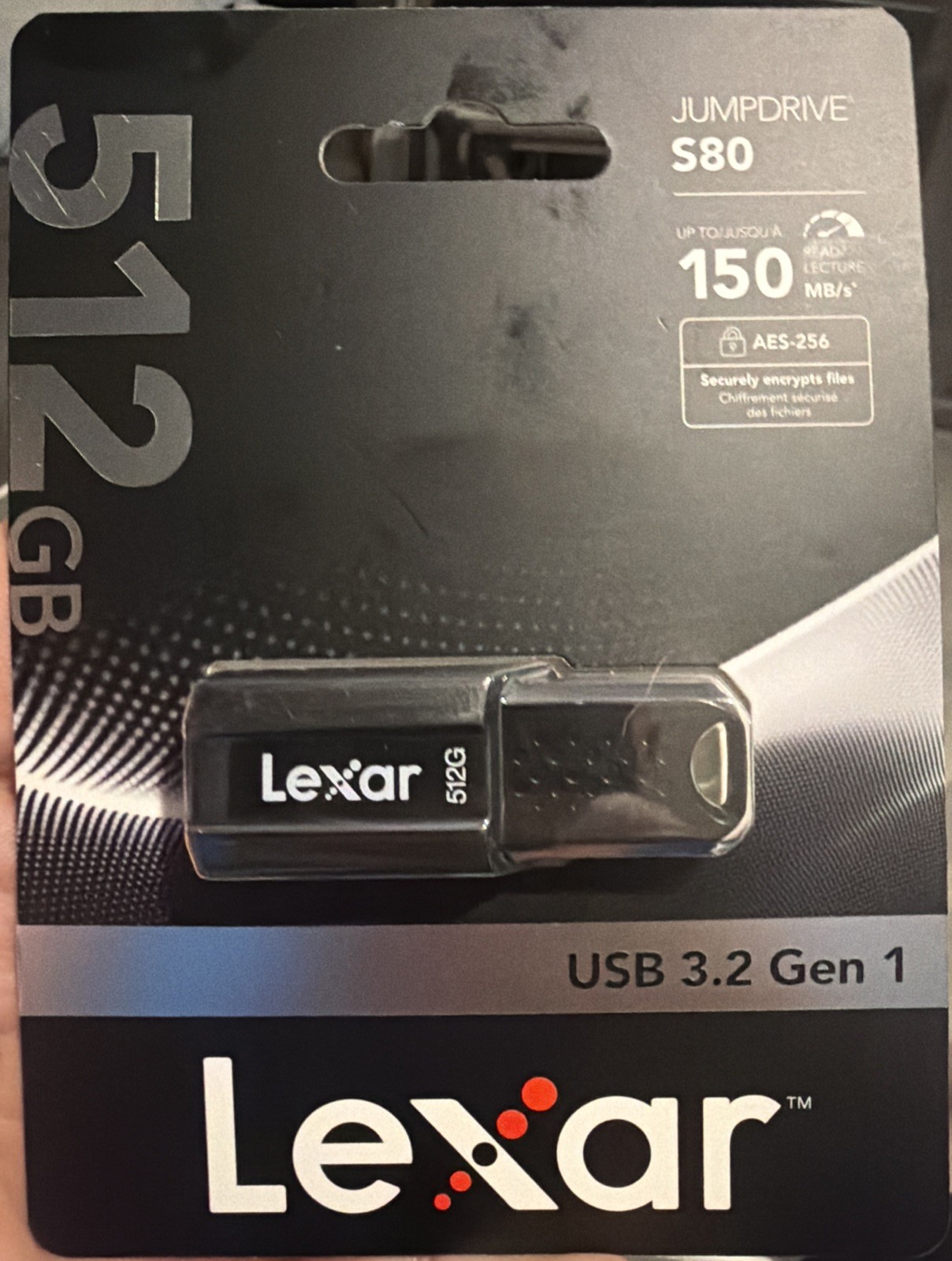 Lexar JumpDrive S80 512GB USB 3.2 Gen 1 Flash Drive 150MB/s AES-256 - New In Box