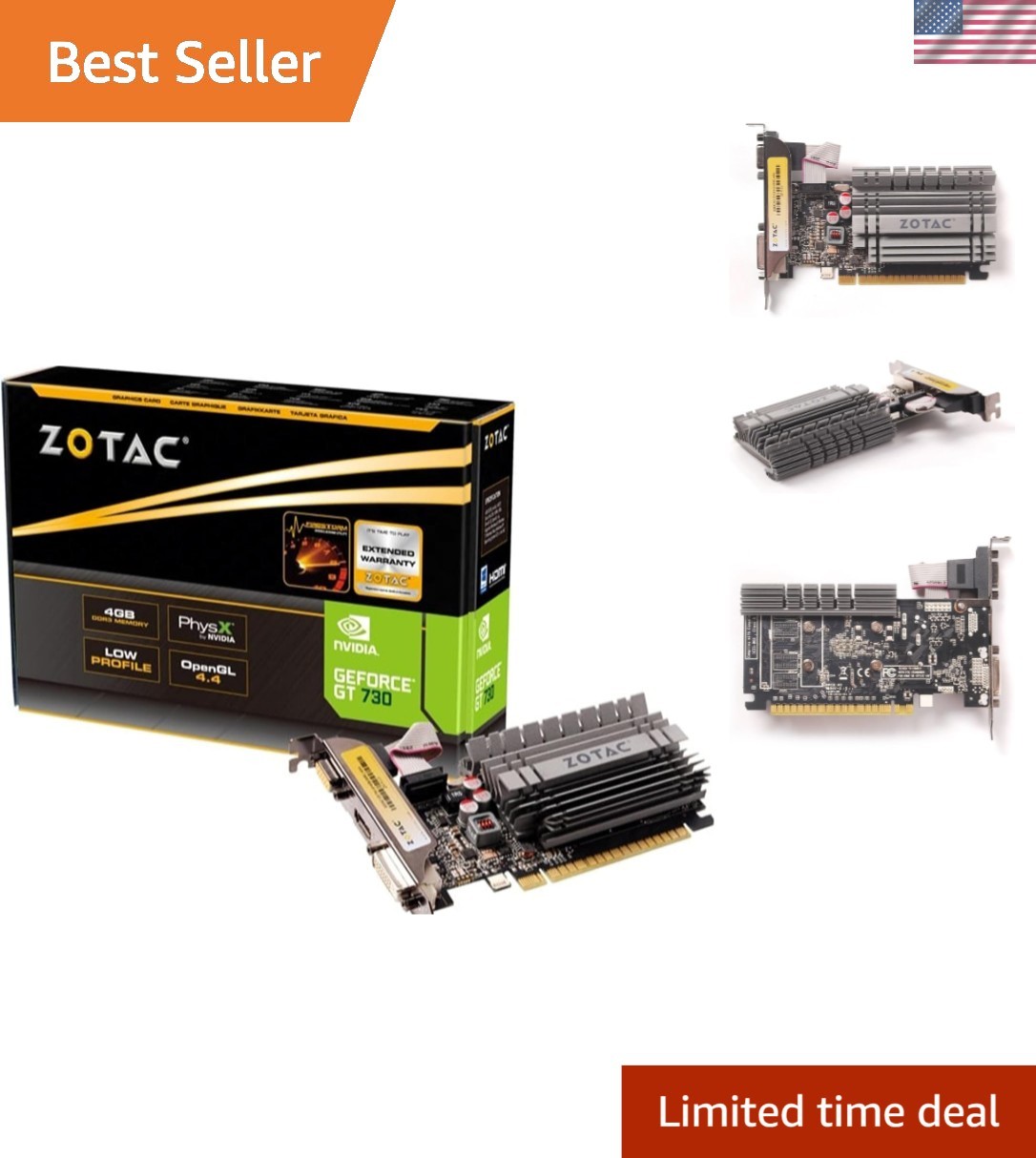 Versatile NVIDIA GeForce GT 730 4GB PCIe Graphics Card - Ideal for Home & Gaming