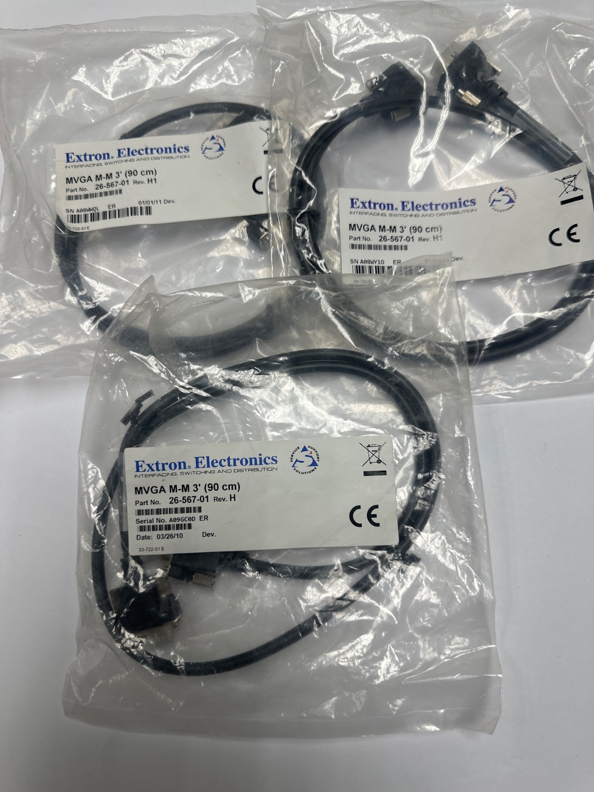 26-567-01 Genuine Extron VGA Male to VGA Male Cable LOT of 3