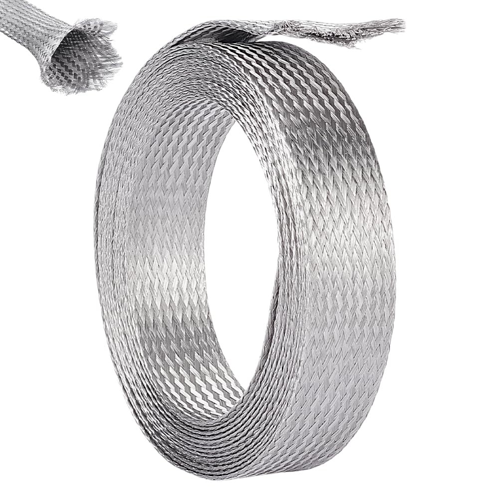 1" Wide Stainless Steel Braided Sleeving Braid Cable Wire Shielding Sleeve Gr...