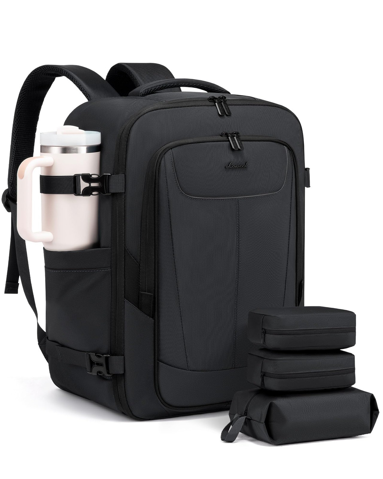 LOVEVOOK Travel Backpackfor Men, 40L Carry on Backpack Flight 40L-4pcs, Gray
