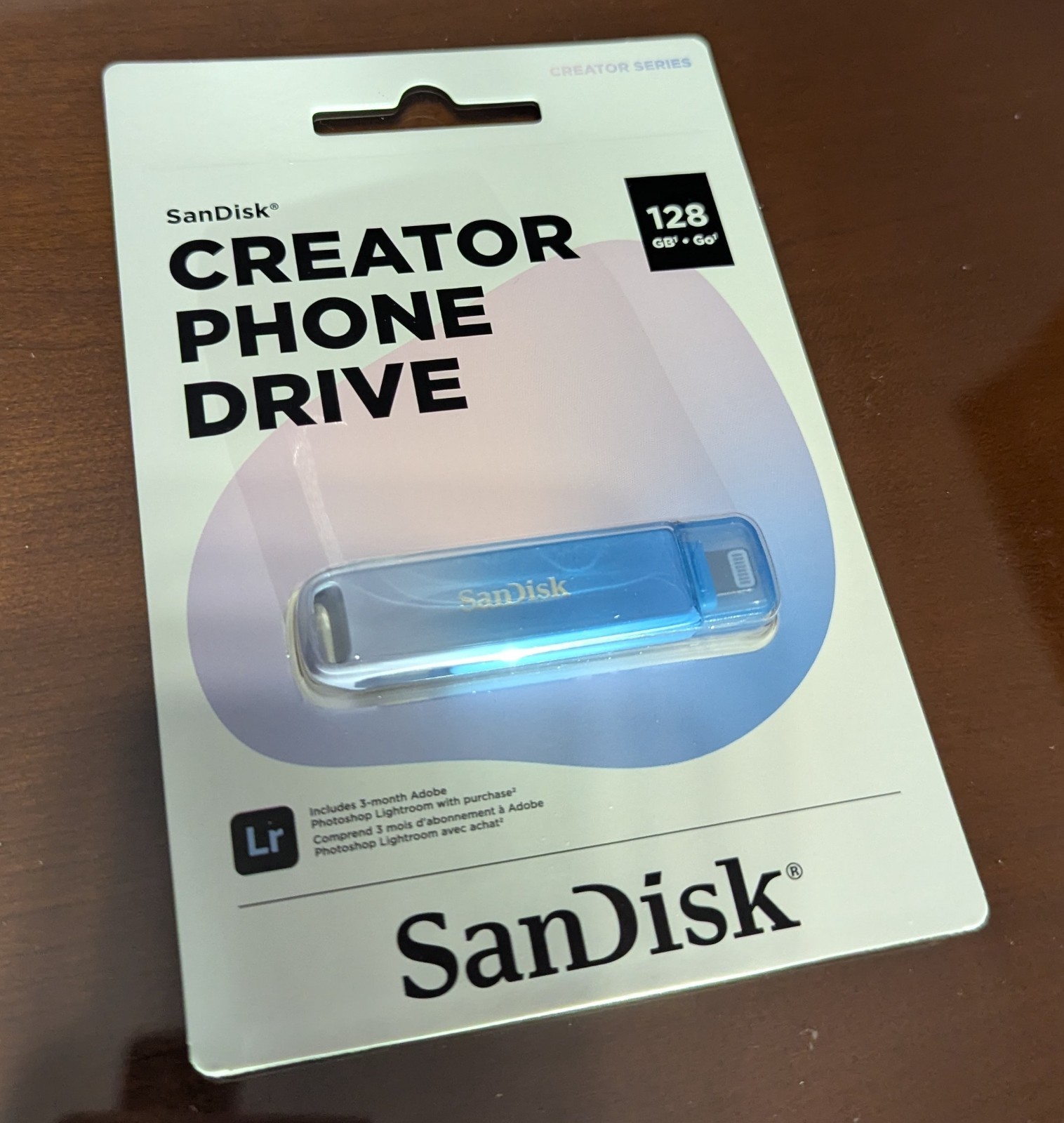 SANDISK -Creator Phone Drive 128GB USB Type C and Lightning connectors-Blue -NEW