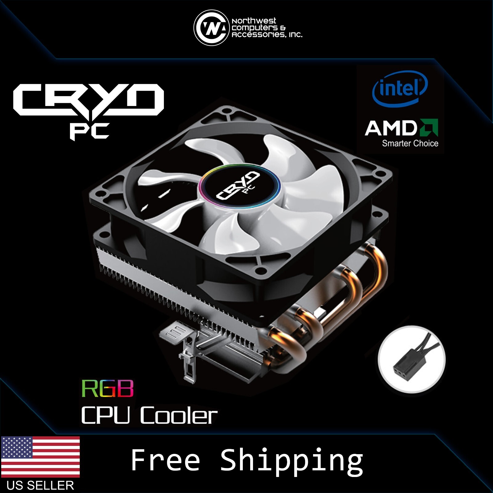 NEW Cryo-PC CPU Cooler Fan Heatsink with Quad Heatpipe and 90mm Fan 3-pin