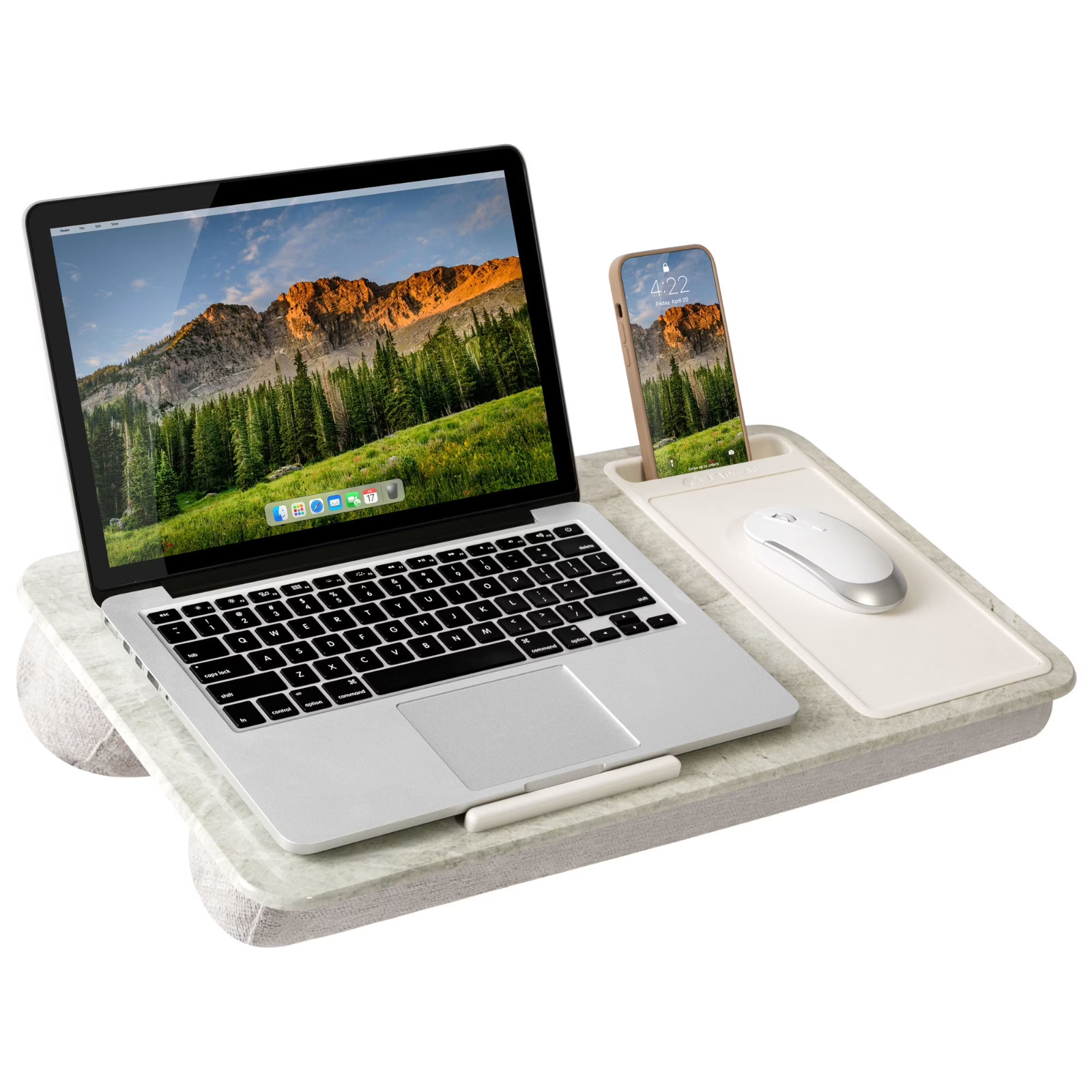 LapGear Home Office Lap Desk Taj Mahal Marble Laptop Tray Mouse Pad & Phone Slot