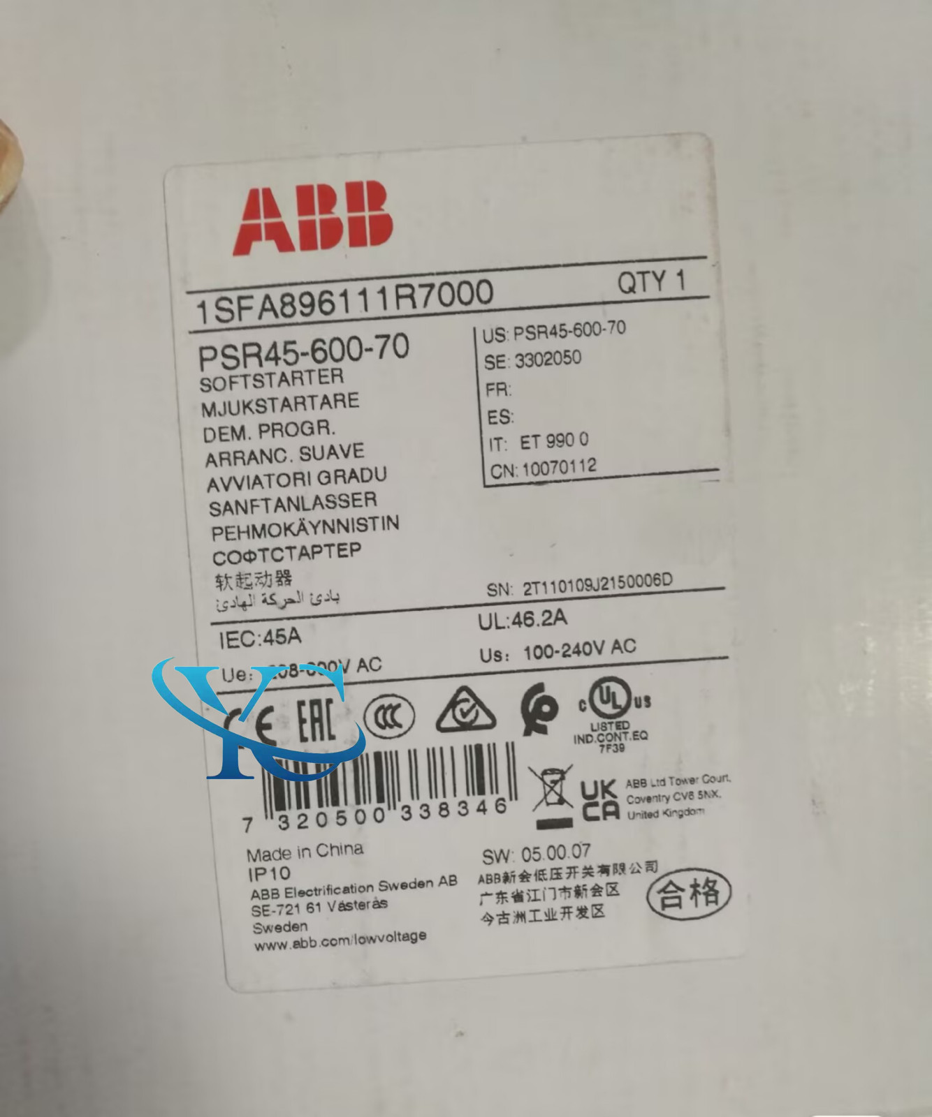 1PCS ABB PSR60-600-70 soft starter Brand new Fedex or DHL