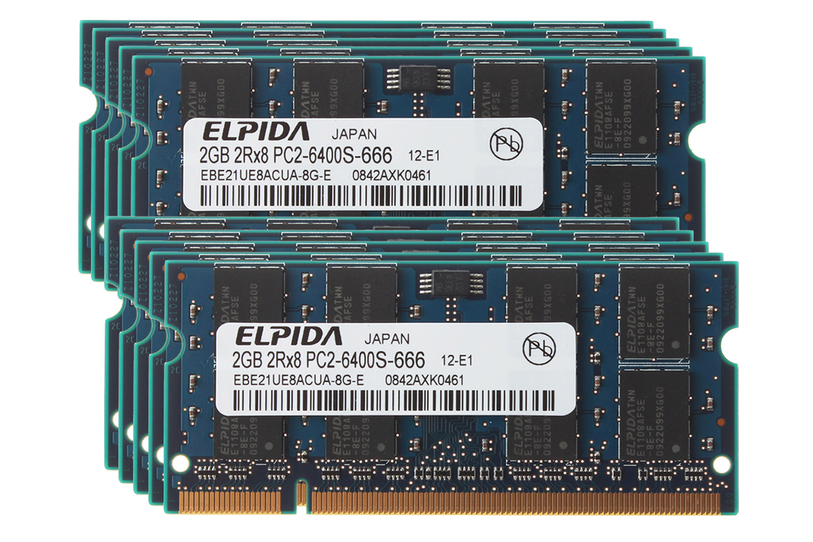 10pcs Elpida 2GB 2RX8 DDR2 800MHz PC2-6400S 200PIN SODIMM Laptop Memory RAM Kits