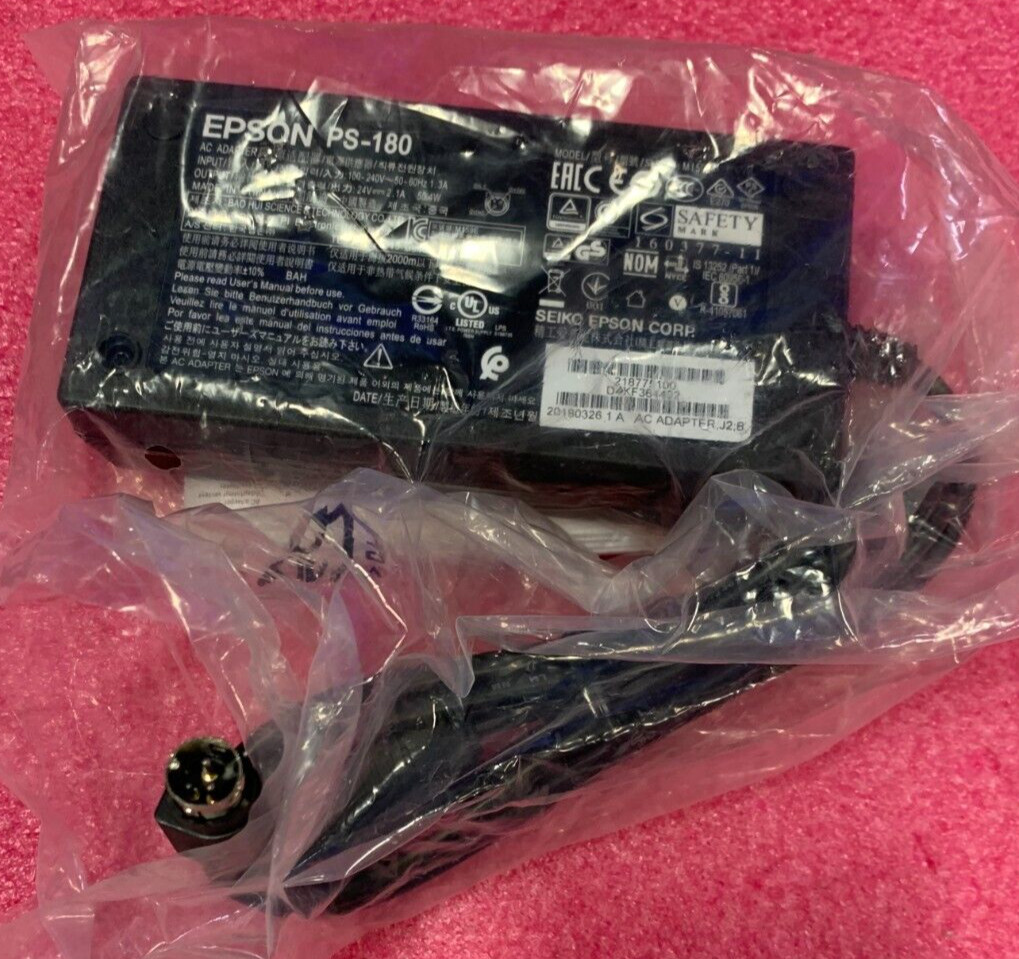 EPSON PS-180 24V 2.1A AC Adapter Power Supply 3-Pin OEM Receipt Printer