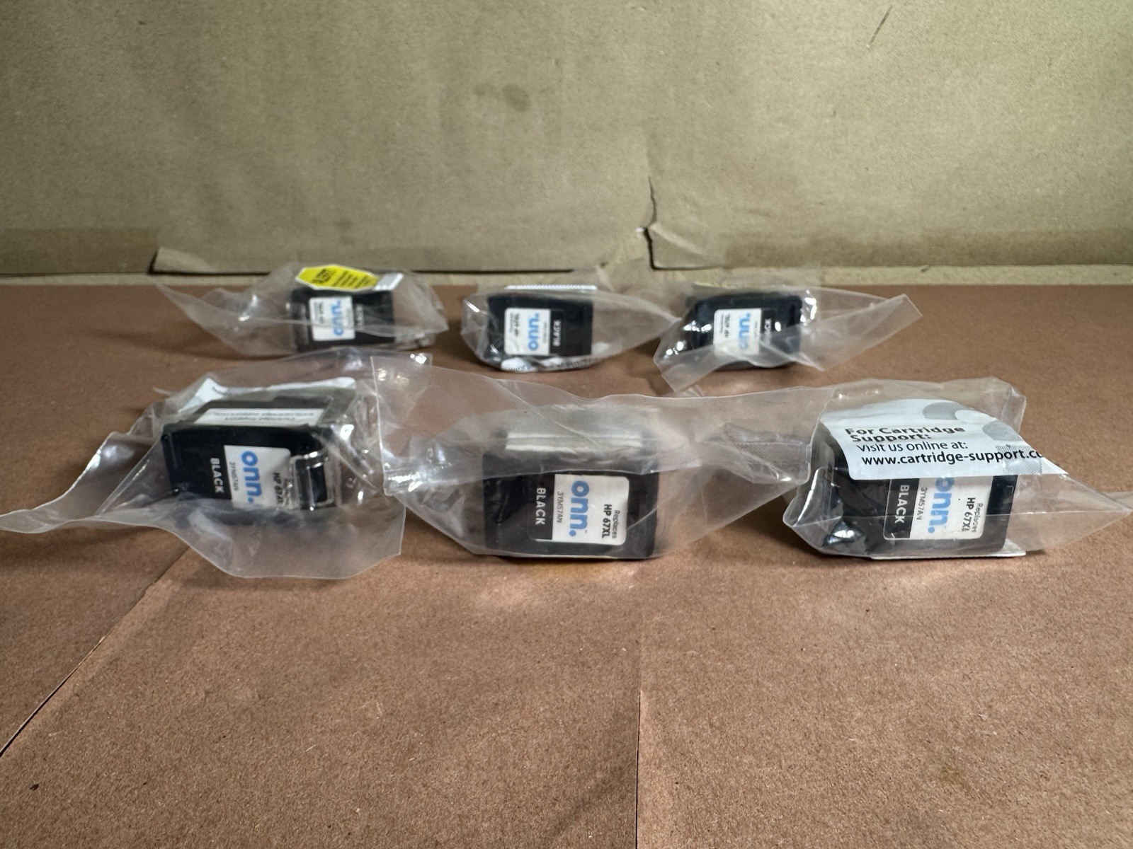Lot Of 6 Onn. HP 67XL High-Yield Ink Cartridge Black NO BOX