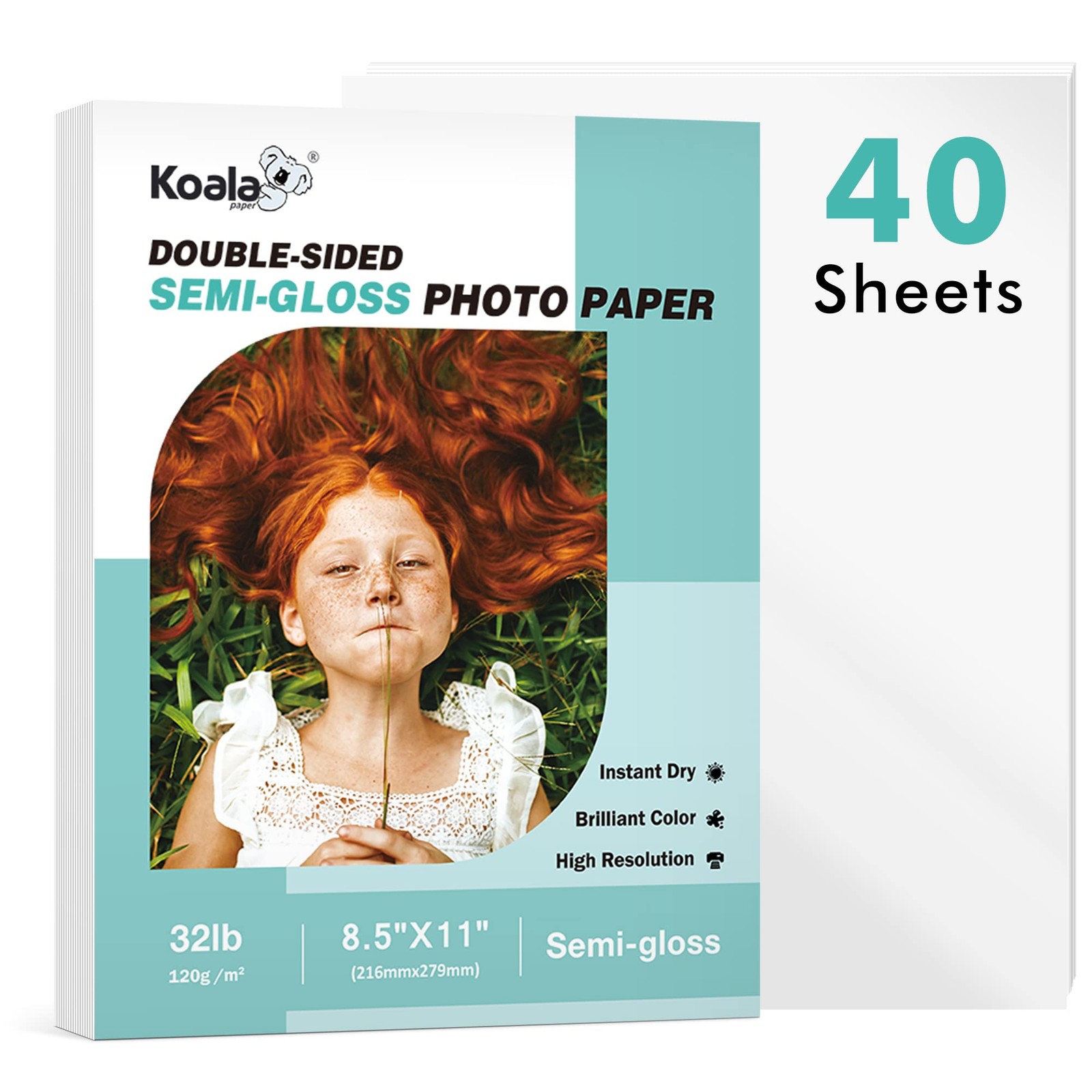 Koala Thin Double Sided Semi-Gloss Photo Paper 8.5X11 Inch 40 Sheets 32LB for...