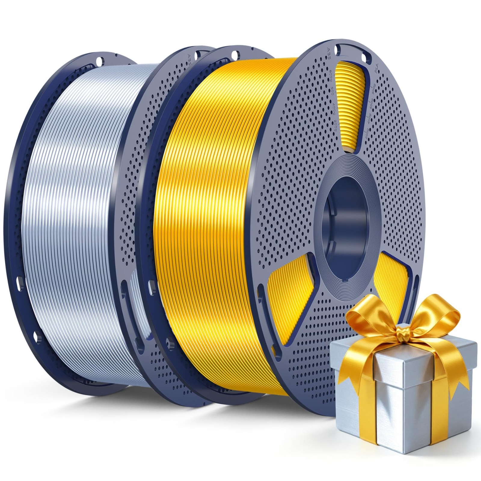 2-Pack 2KG Silk PLA 3D Printer Filament - Silver & Light Gold, High-Quality Mate