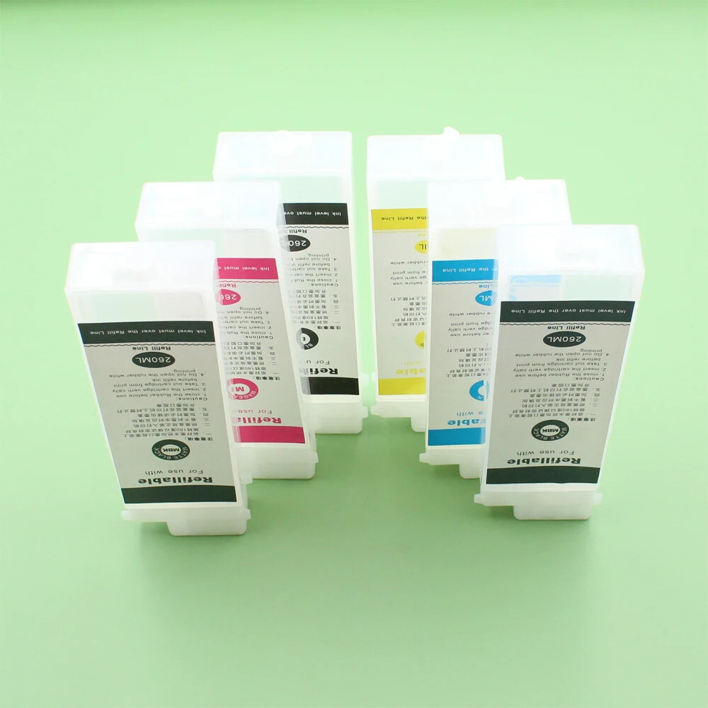 6pc PFI107 Refillable Ink Cartridge for Canon iPF680 iPF685 iPF770 iPF780printer