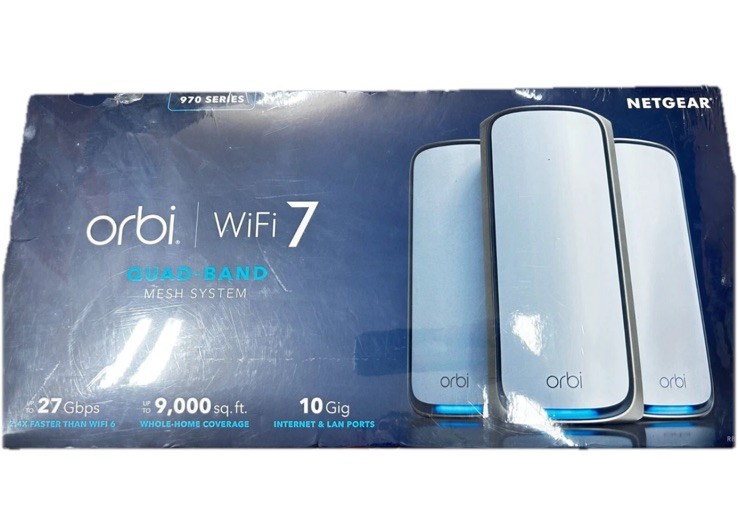 NETGEAR Orbi 970 BE27000 27Gbps Quad-Band Mesh Wi-Fi 7 System - 3 Pack - NEW