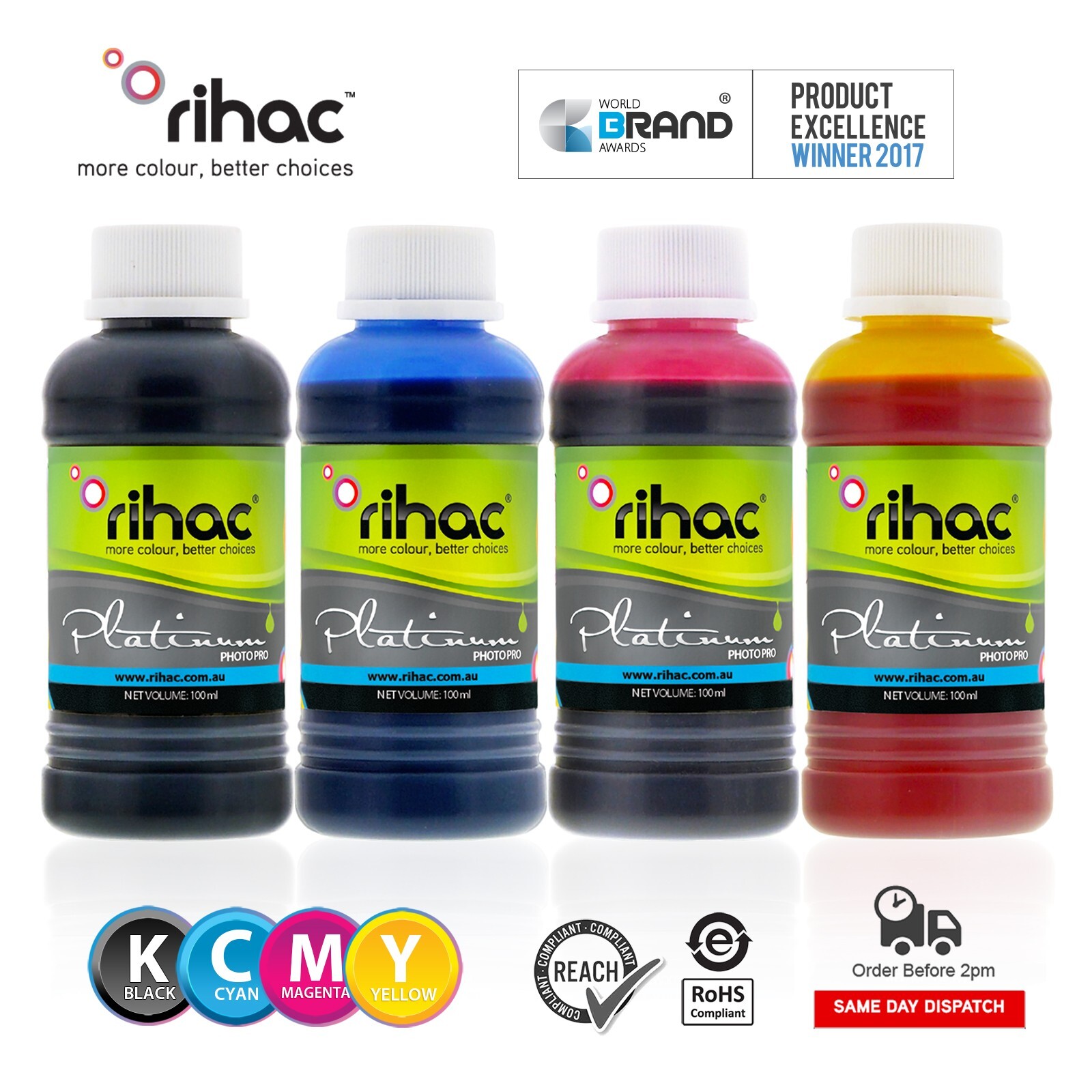 4 x 100ml Rihac Color Inkjet Cartridge Refill Ink for LC-133 LC133 cartridge 