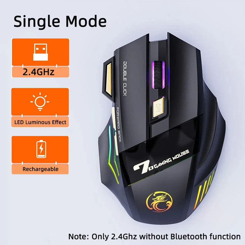 IMICE GW-X7 Wireless Gaming Mouse 3200DPI Dual Mode 7-Key Rechargeable