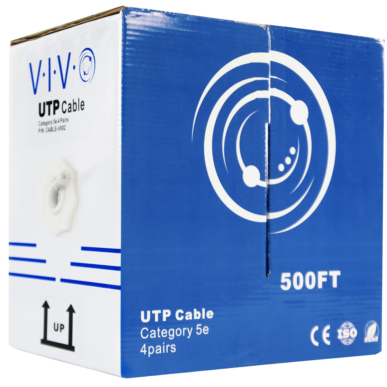 500 ft Bulk Cat5e Ethernet Cable CABLE-V002 Wire Pull Box Grey