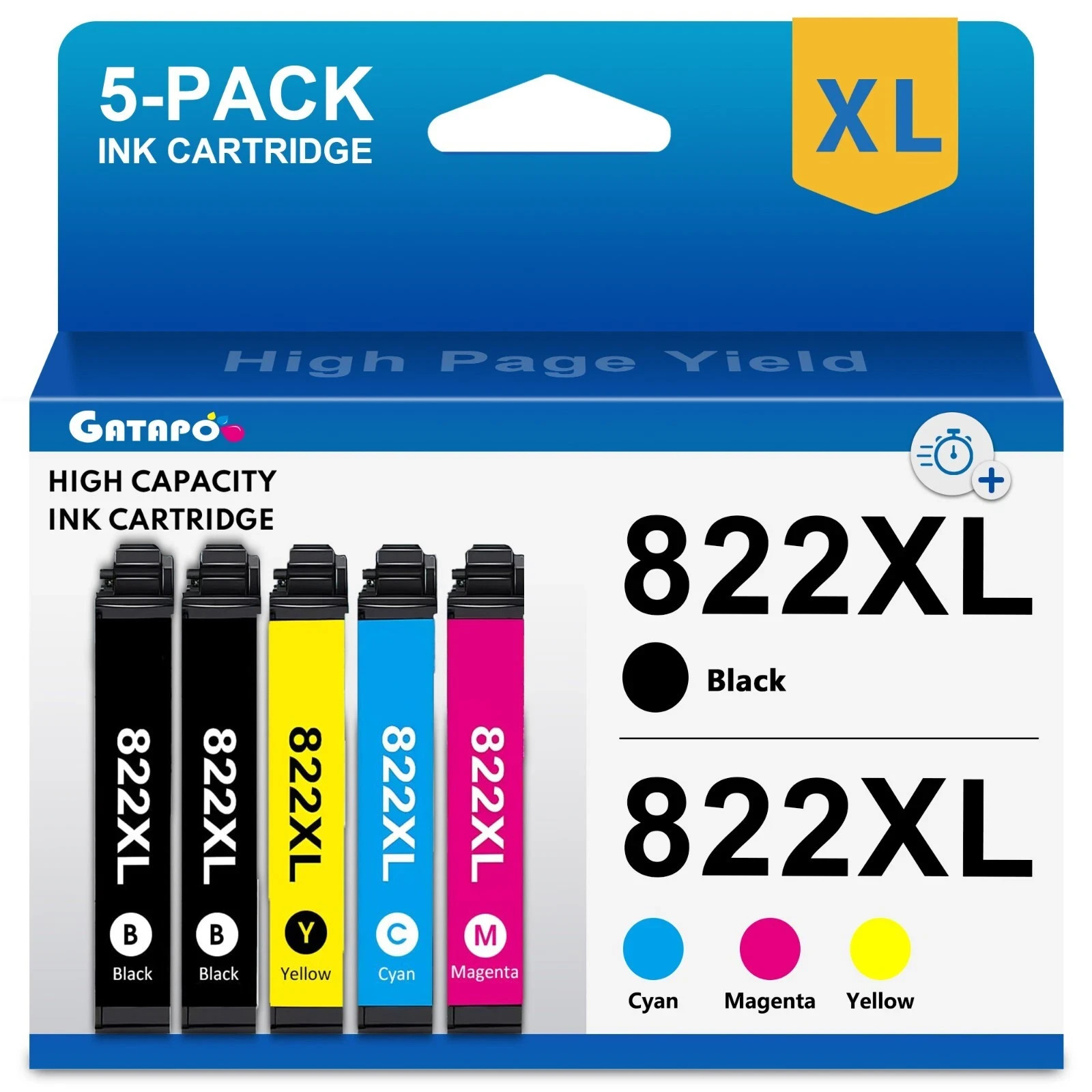 822 XL5PK Ink Cartridge for 822 Workforce Pro WF-3820 WF-4830 WF-4833
