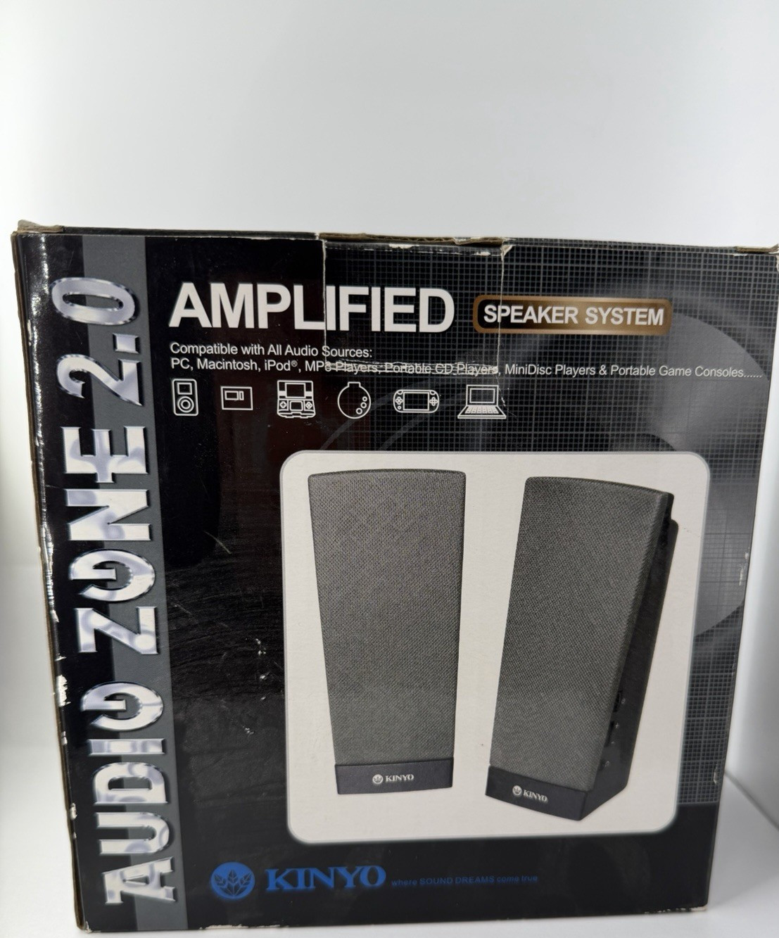 Kinyo PA-115B Audio Zone 2.0 Amplified Computer Speakers 2.5” Wired w/ Box