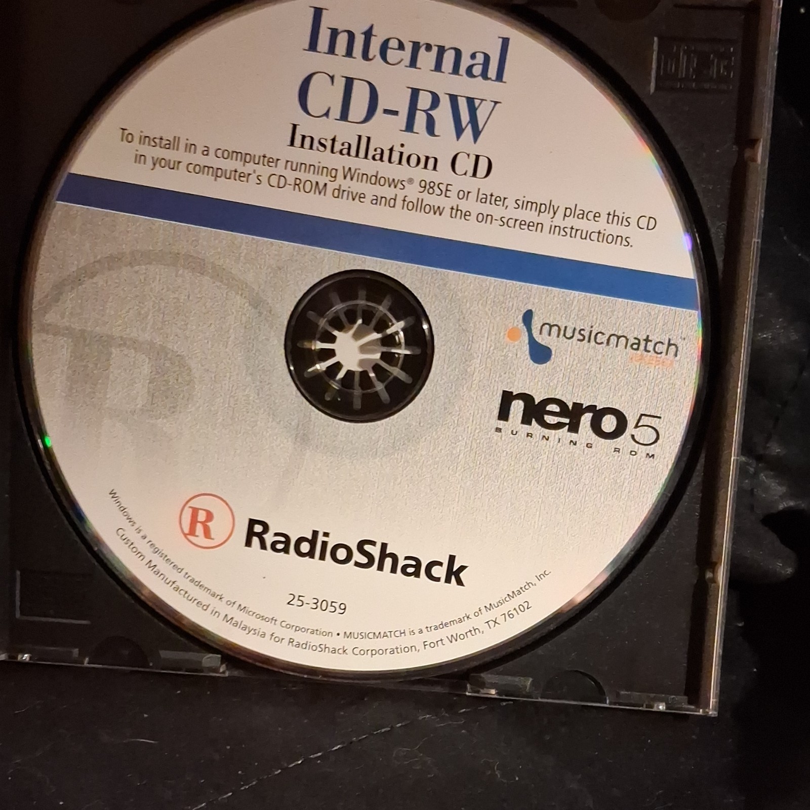 RadioShack Nero 5 Burning ROM Internal CD-RW Install CD Windows 98SE+ 25-3059