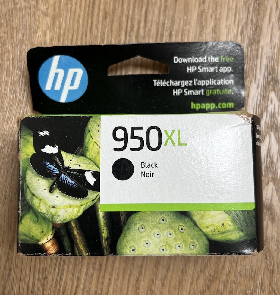 HP 950XL High Yield Black Ink Cartridge Printers Sealed New In Box Exp. 2025