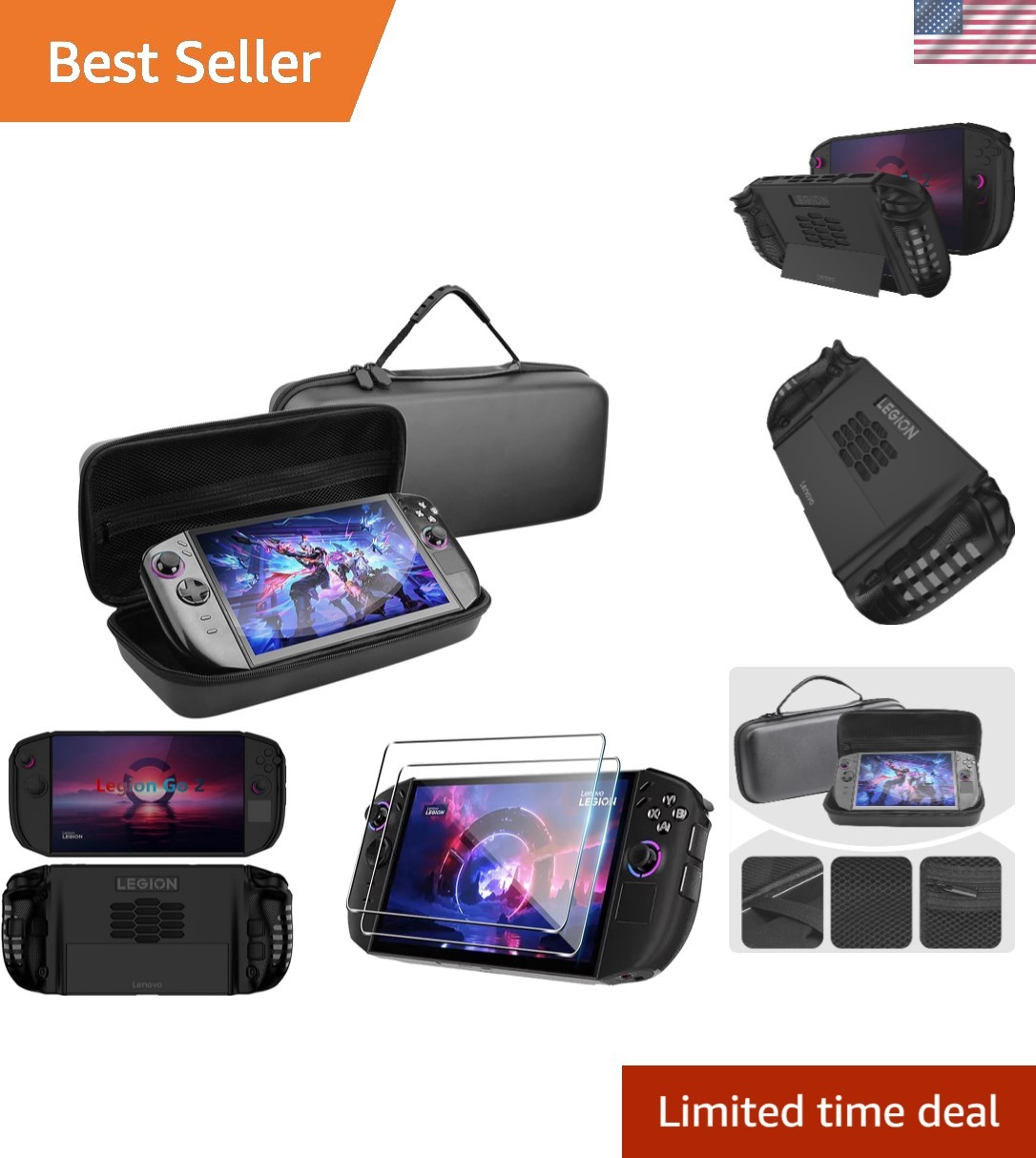 3-in-1 Protective Cover Set for Legion Go 2 2025 - TPU Shell Case with Carrying