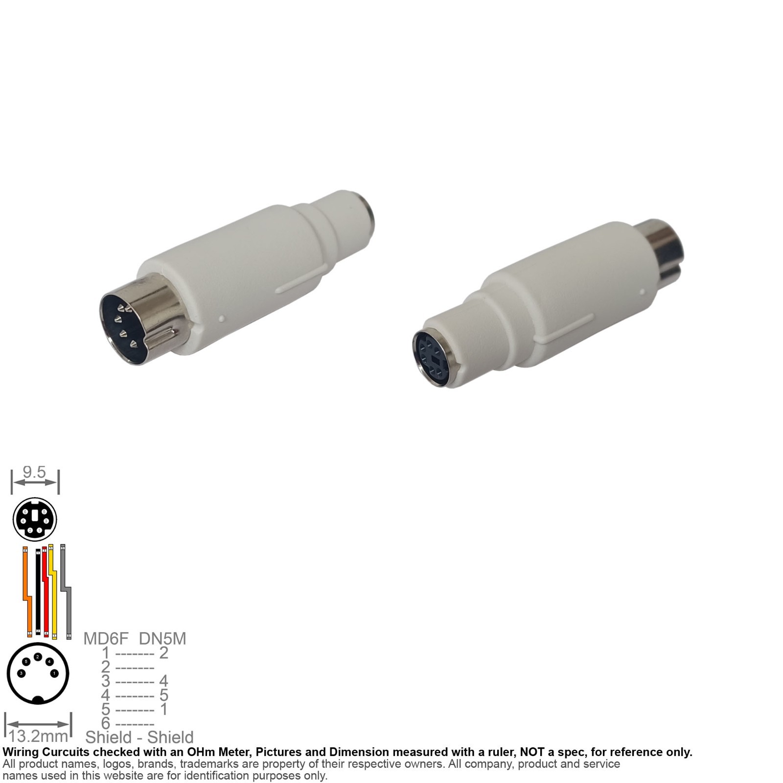 Adapter DIN 5-Pin Male Mini-Din 6-Pin Female AT Port System PS2 Keyboard
