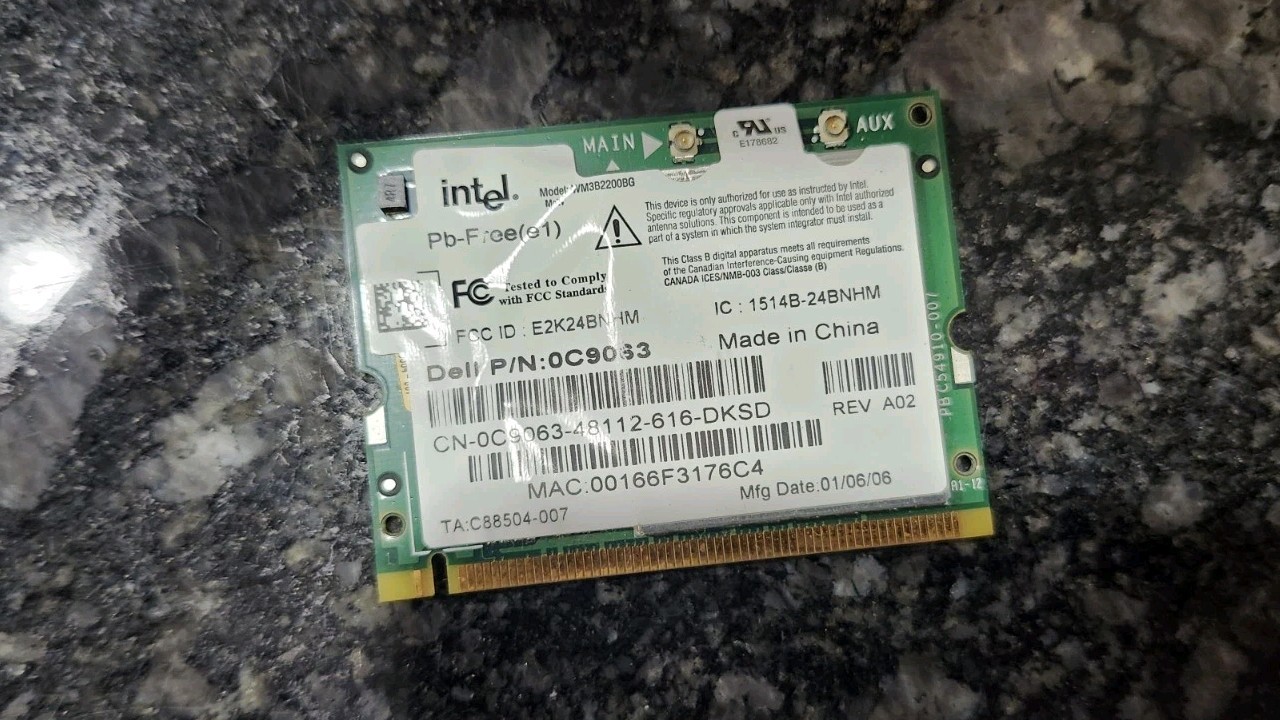 Intel PRO/Wireless 2200BG Network Connection Mini PCI Wireless WM3B2200BG