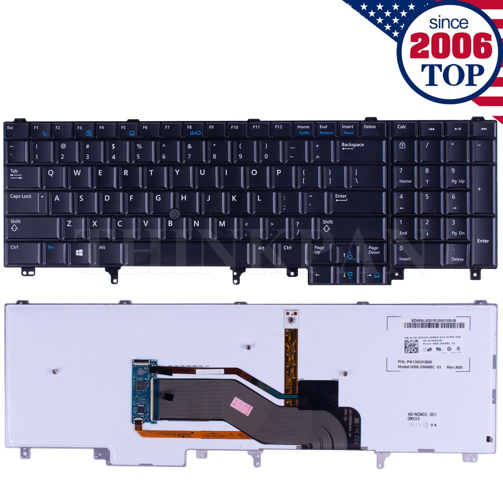 Original US Keyboard Backlit for Dell Latitude E5520 E5530 E6520 E6530 E6540 056