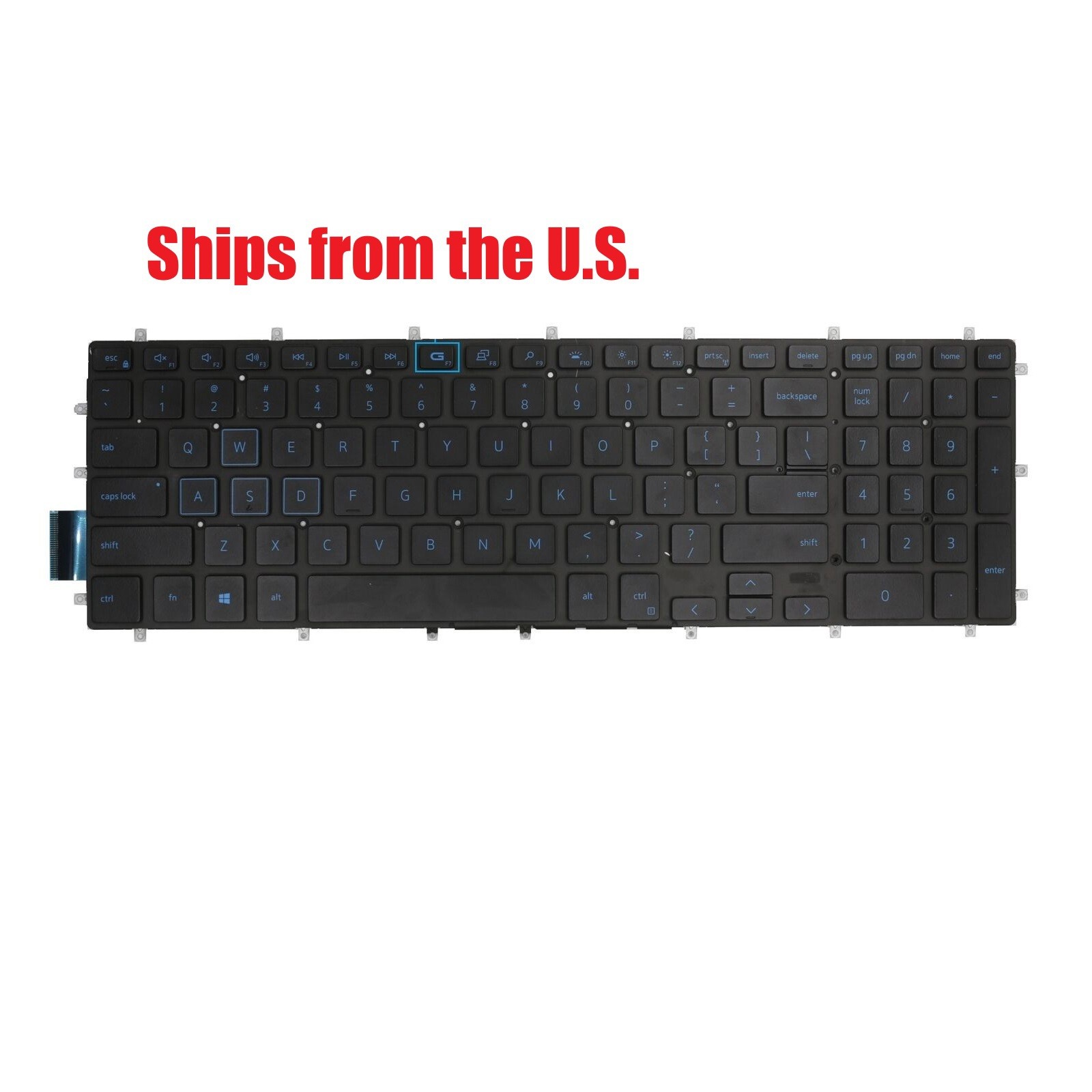 For Dell 0D6D4C US Keyboard New Backlit Blue characters