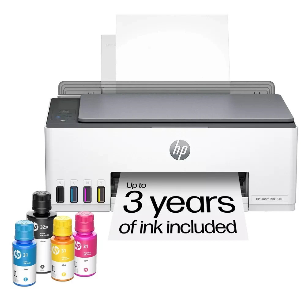 New HP Smart Tank 5101 Wireless All-In-One Color Refillable Supertank Printer
