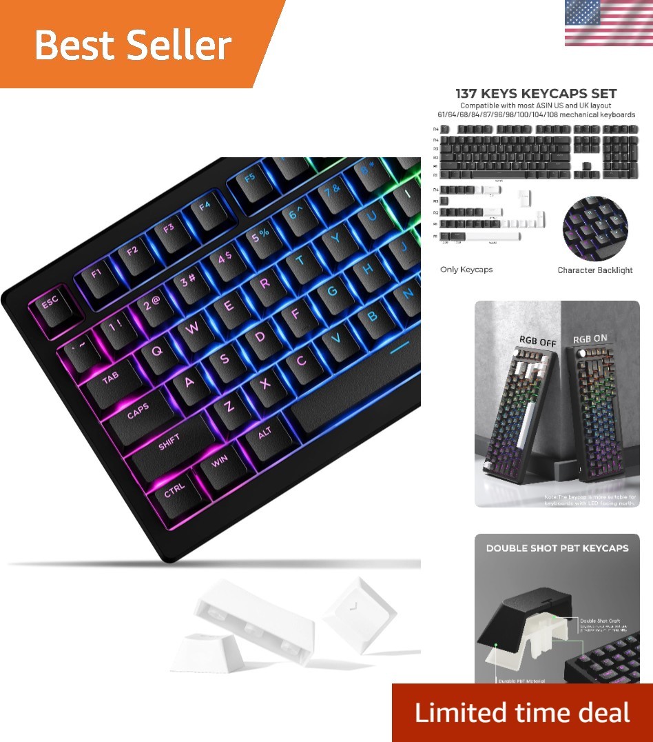 Stylish Backlit PBT Keycaps - Complete 137-Key Set for All Mechanical Layouts