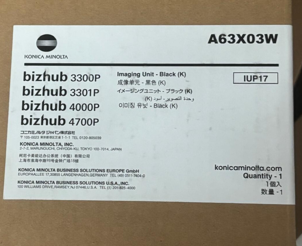 Konica Minolta IUP17 A63X03W Black Imaging Unit - Bizhub 3300P 3301P 4000P 4700P