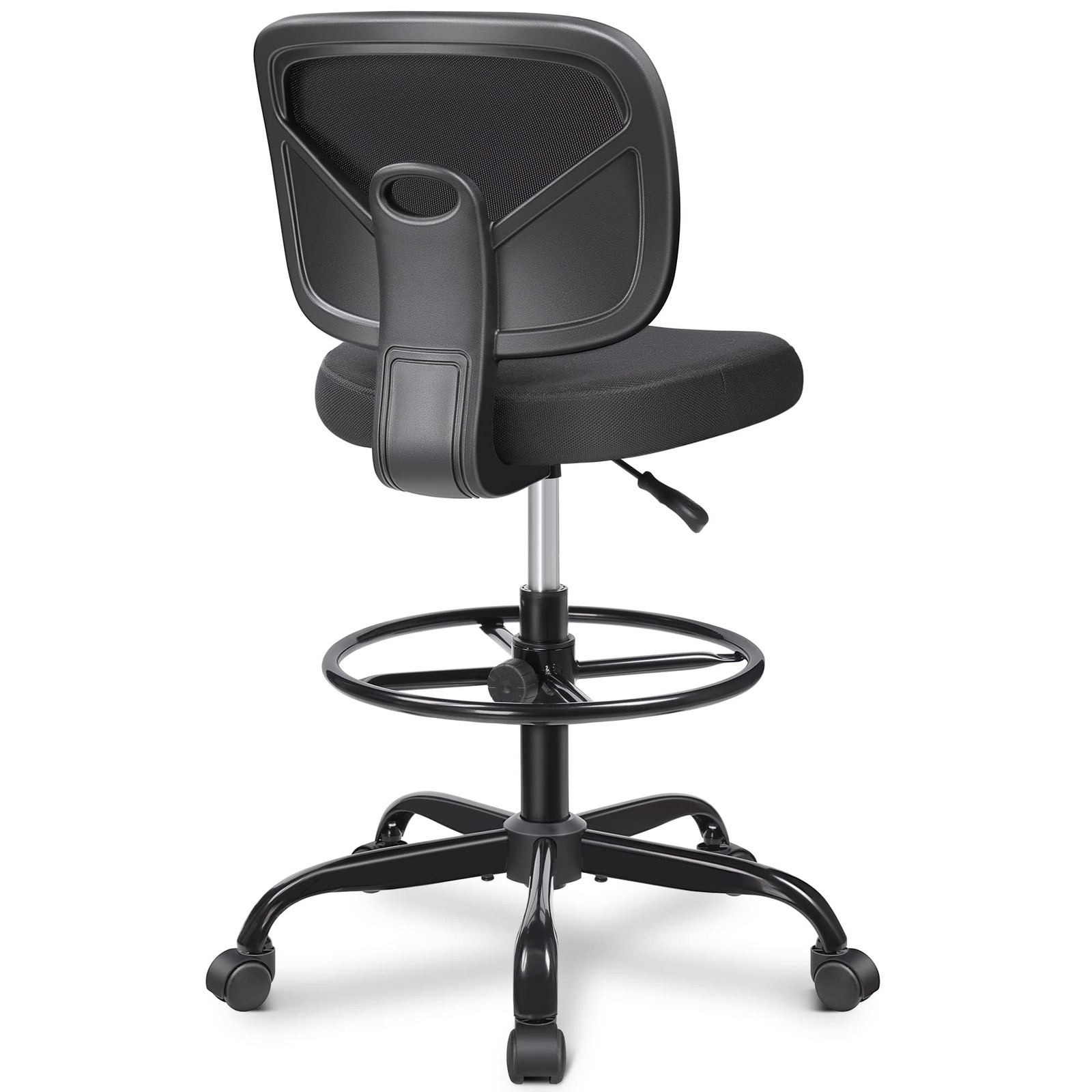 Drafting Chair Tall Armless Adjustable Height Mesh Back Rolling Black Primy Desk