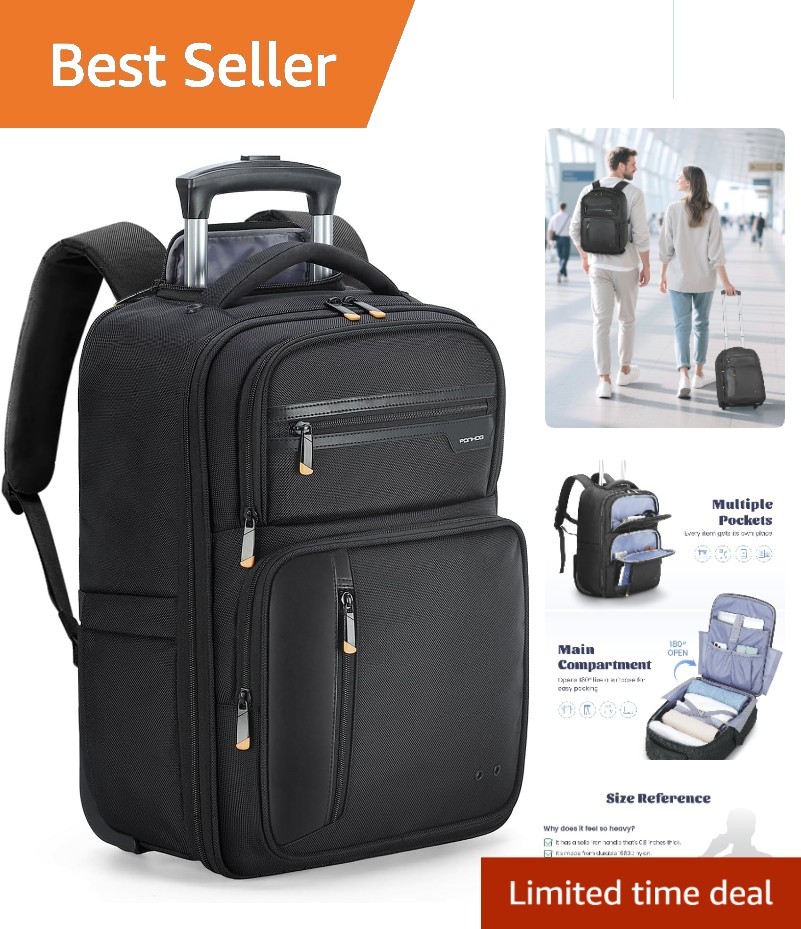 Rolling Laptop Backpack with Wheels Carry On Laptop Bag