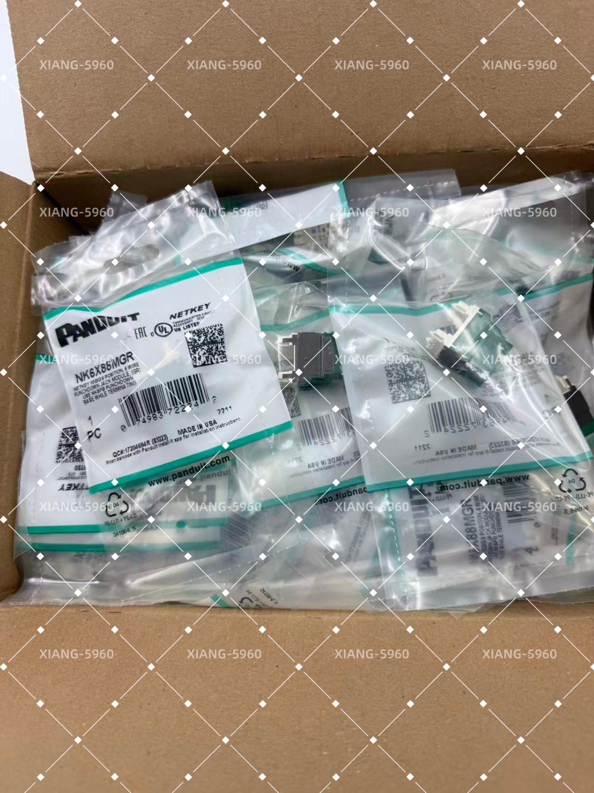 Panduit NK6X88MGR Cat6A Green RJ45 Keystone Jack NetKey Series （10pcs）