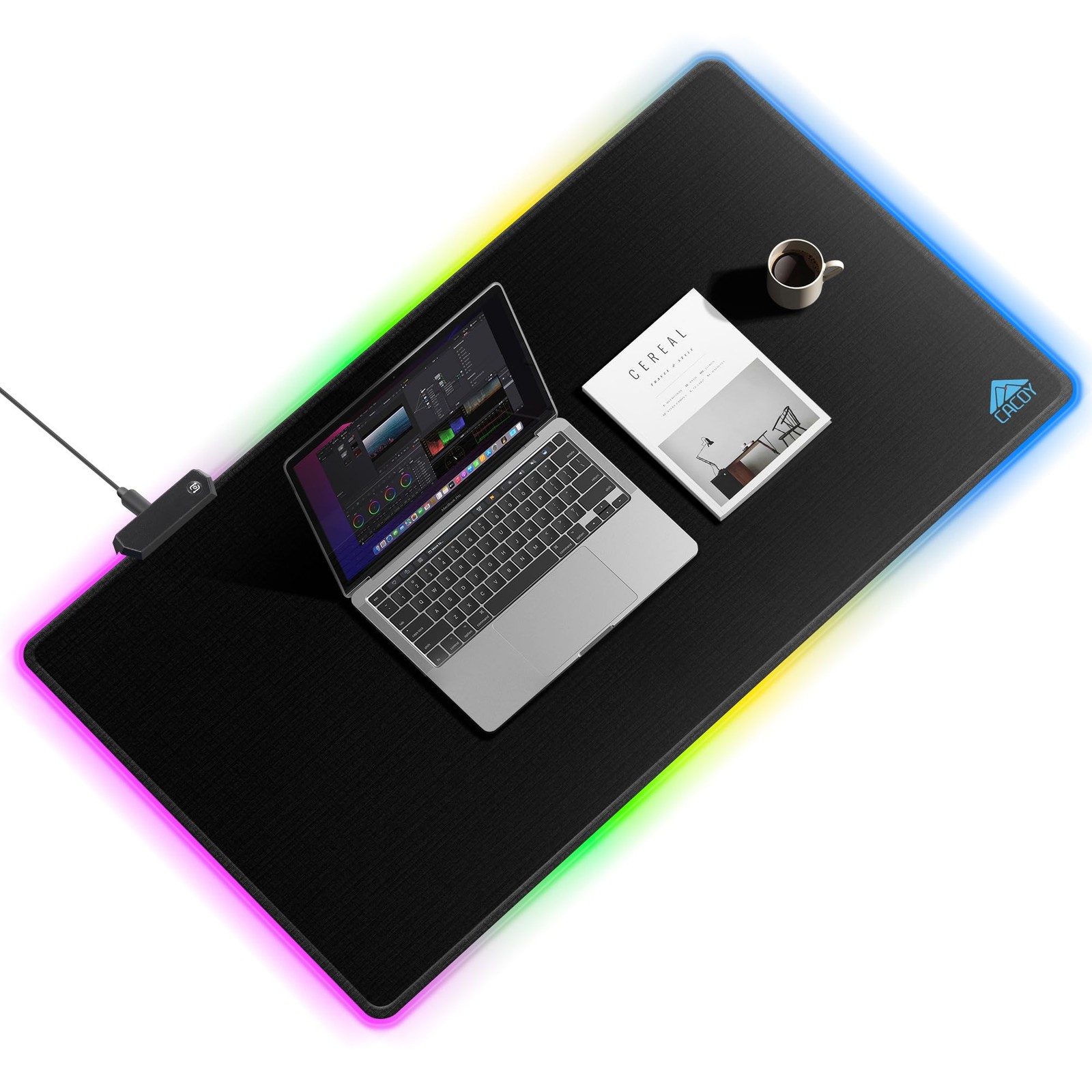 40" x 20" RGB Mouse Pad XXL, Extended Desk Mat with Smooth Surface and 9 Ligh...