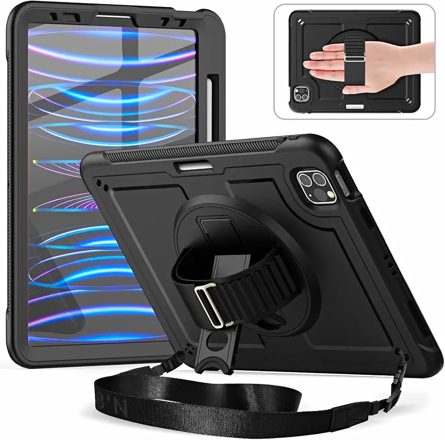 Rugged Shockproof Case w/ Screen Protector Strap Stand iPad Pro 11 2024