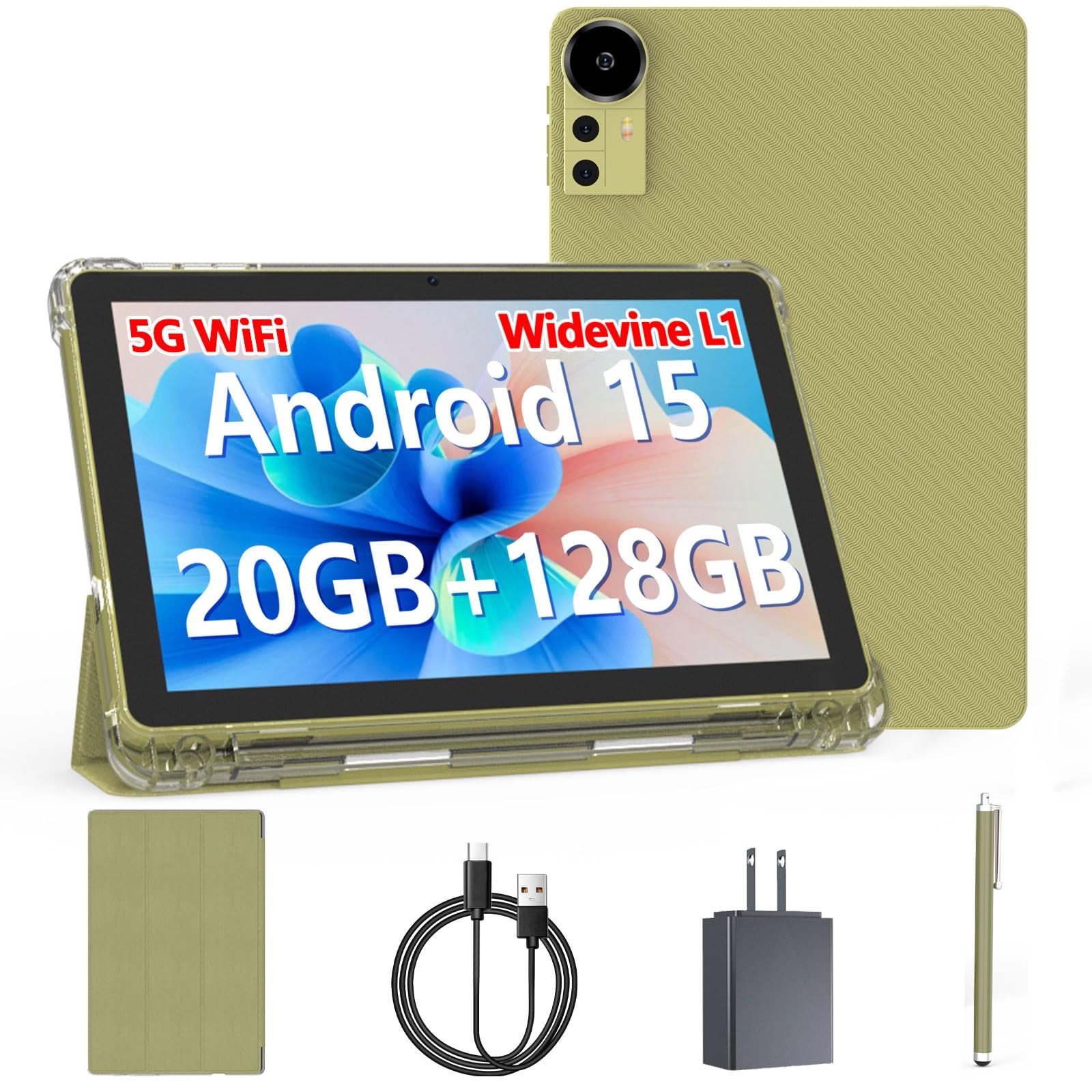 Android 15 Tablet 10 inch Tablets, 20GB RAM 128GB ROM 2TB Expand, 2.0Ghz CPU