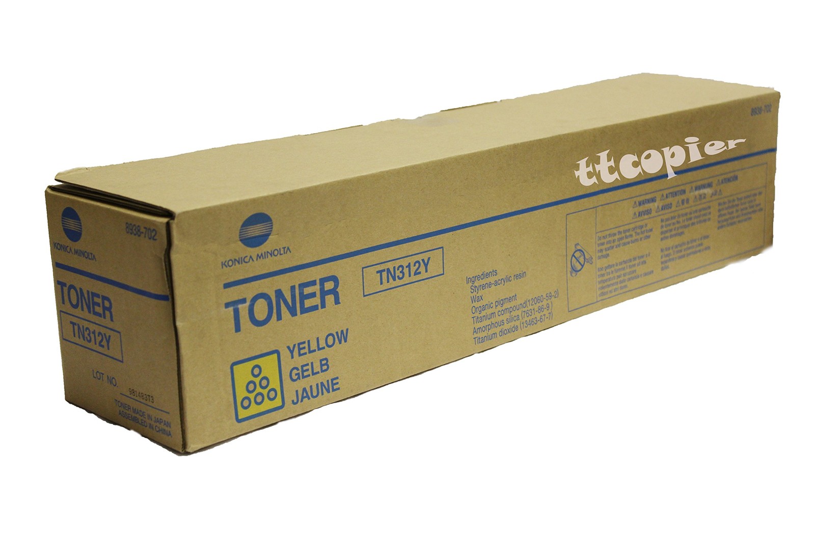 Original Konica Minolta TN312Y Yellow Toner. New Sealed Box, We Ship Fast