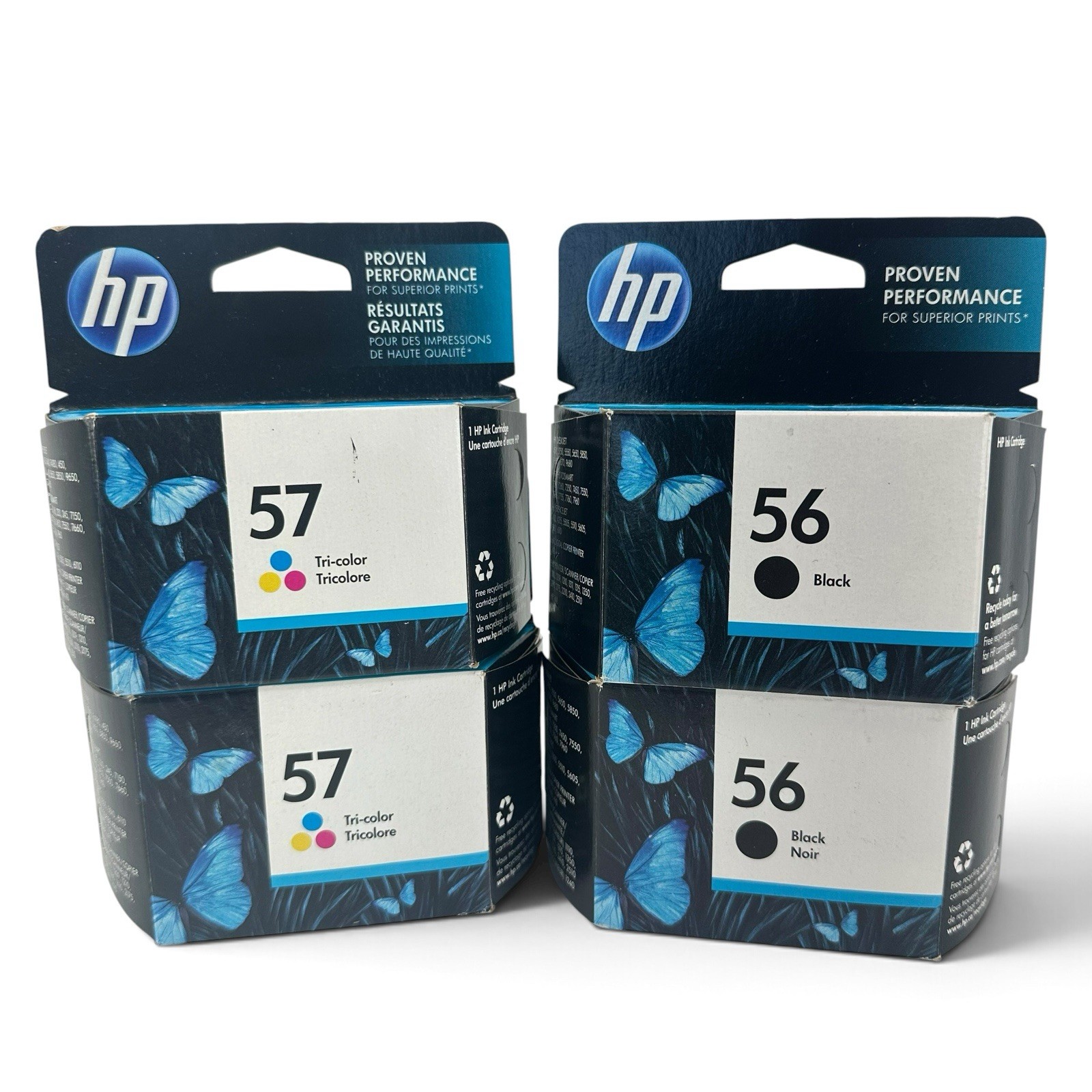 4 PKs Genuine HP 56 Black & 57 Tri-Color Ink Cartridges OfficeJet FACTORY SEALED