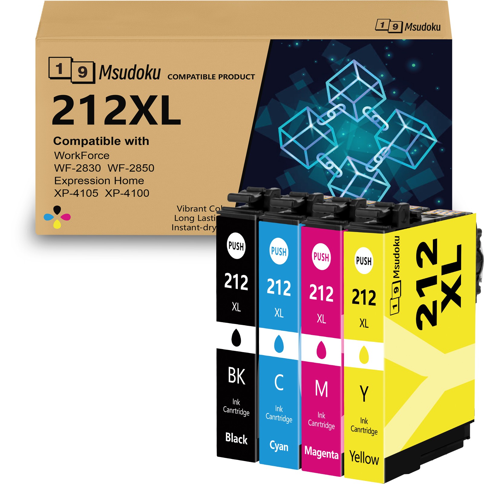 4P 212XL T212XL Ink Cartridges For Epson WorkForce WF-2830 WF2850 XP4100 printer