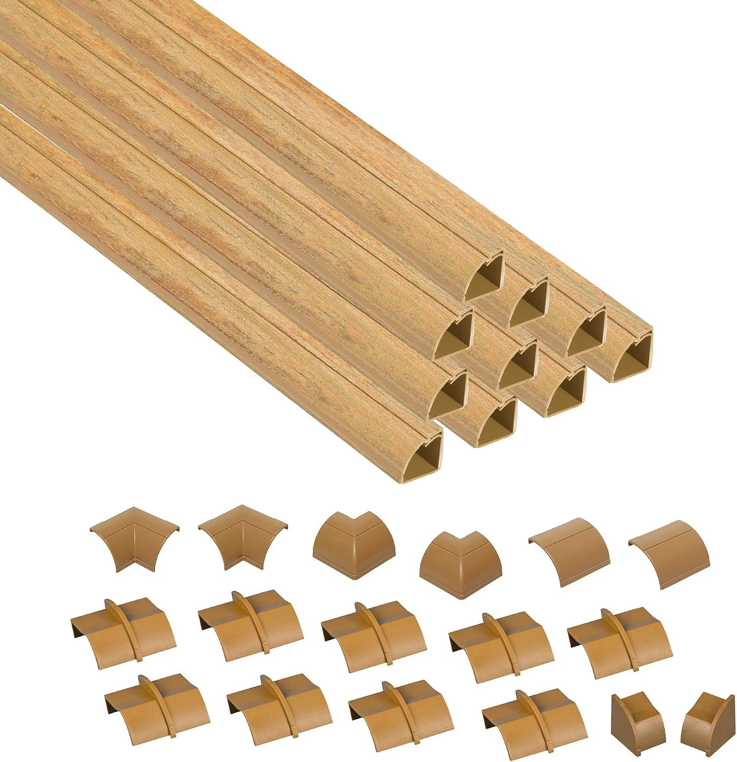 157in Stainable Wood-Effect Corner Cable Concealer Multipack, Floor Wire Hider,