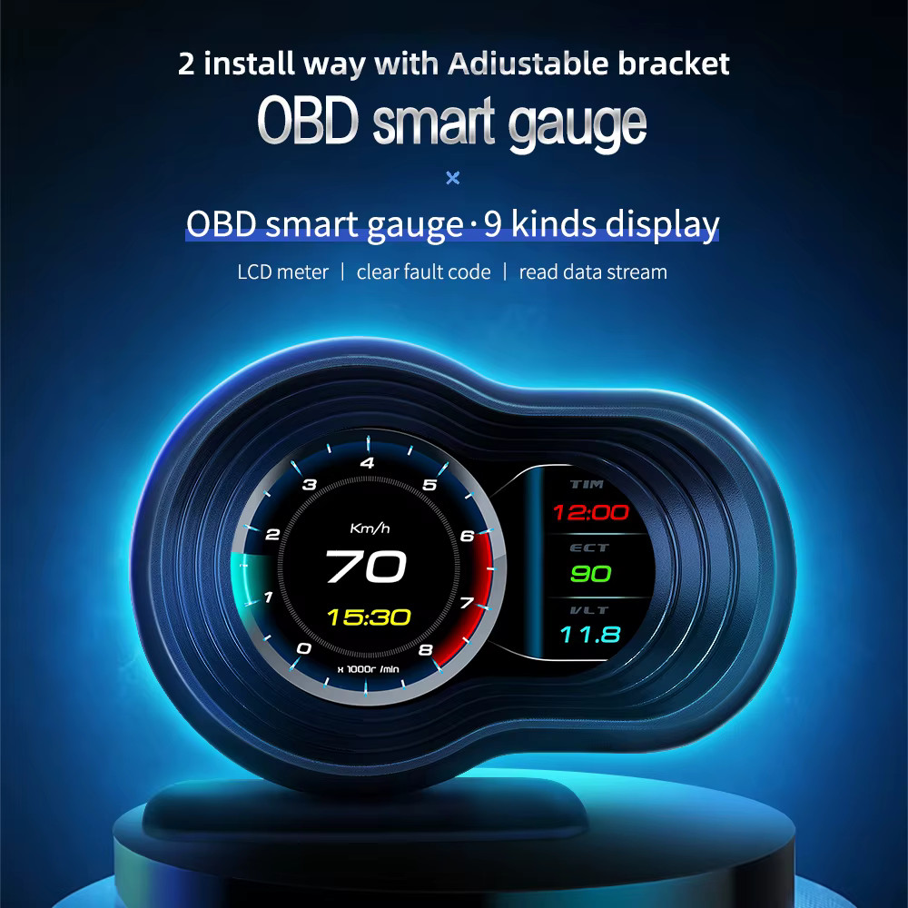 OBD2 HUD Head Up Display with GPS Speedometer, RPM, Water Temp and Fuel Gauges