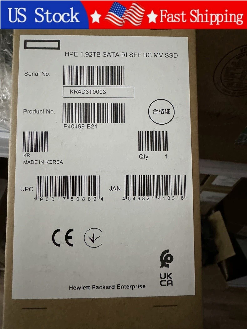 HPE P40499-B21 P41524-001 1.92TB 2.5" SFF SATA 6G RI Gen10 Plus Gen11 Server SSD