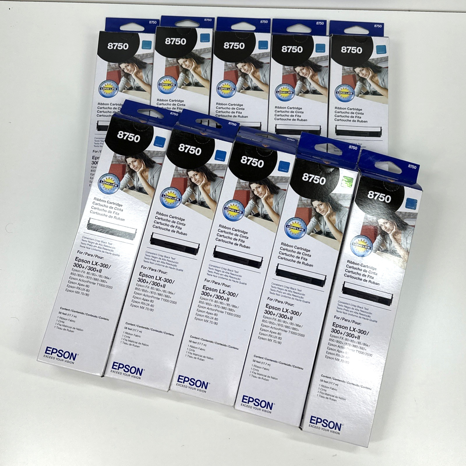 10 Lot Genuine EPSON 8750 Ink Ribbon Cartridge for LX-300/300+/300+II C13S015517