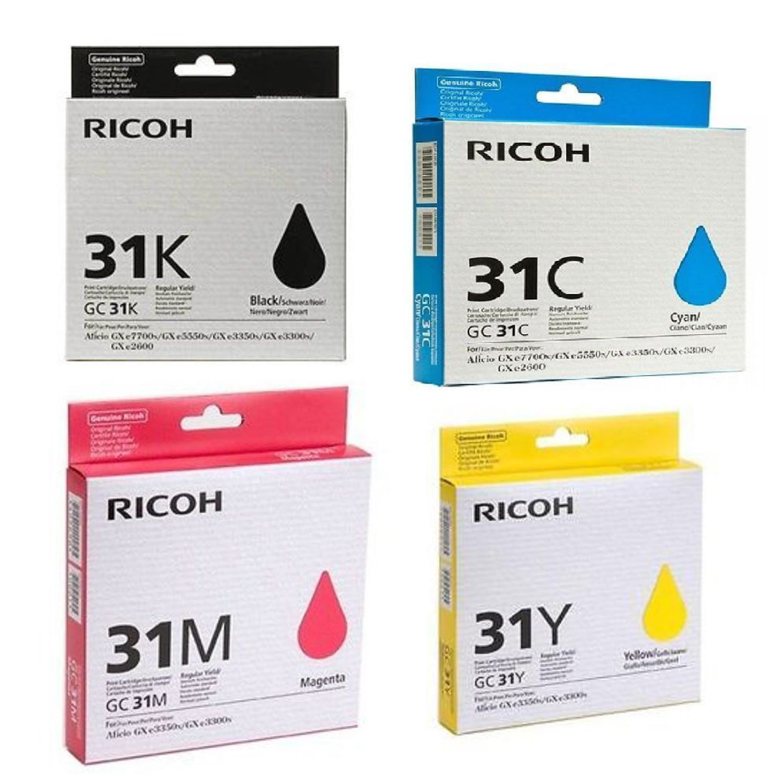 Ink Cartridge Set 405688 GC31K 405689 GC31C  405690 GC31M 405691 GC31Y B C M Y