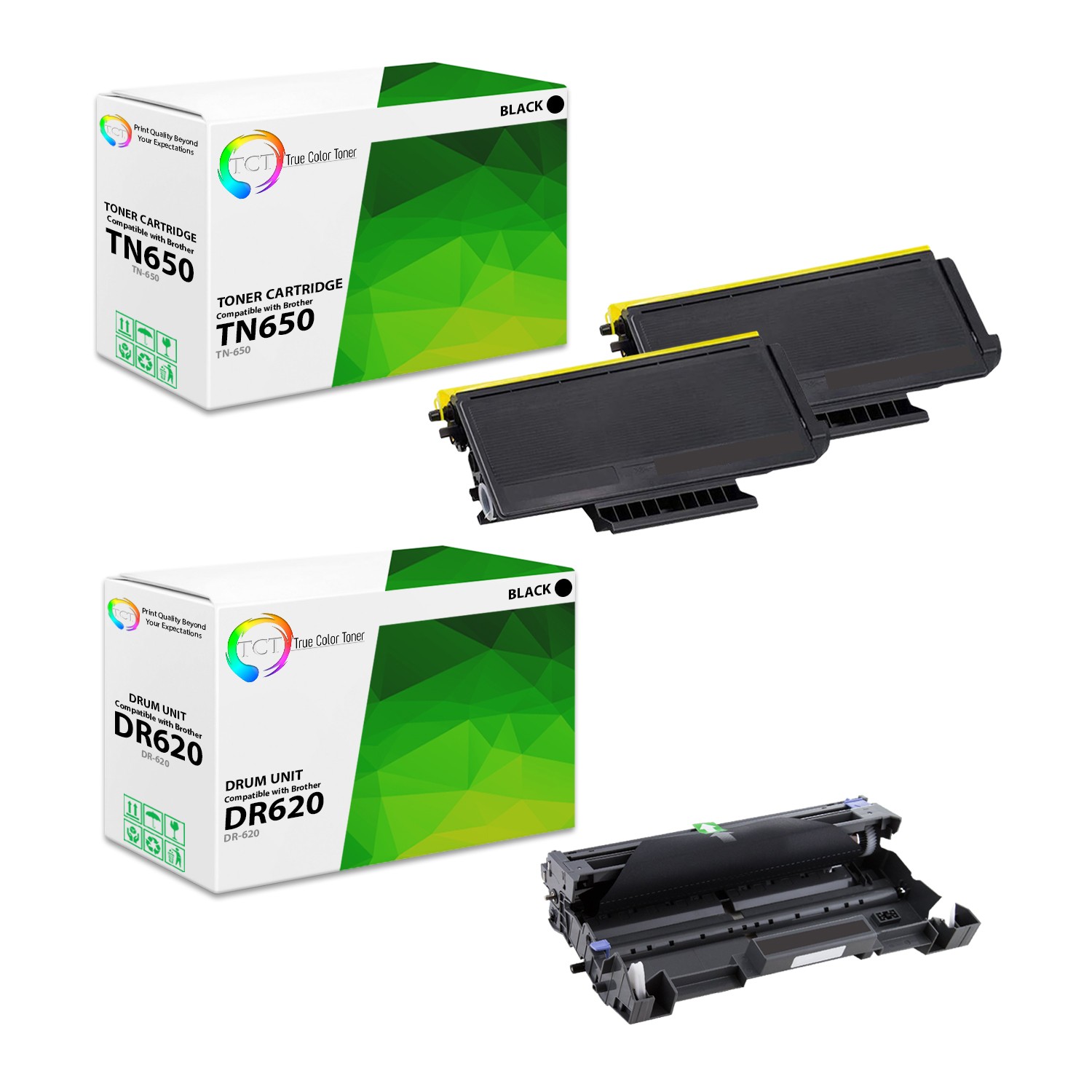3Pk TCT Compatible TN650 & DR620 For Brother HL-5340d MFC-8480dn Toner & Drum