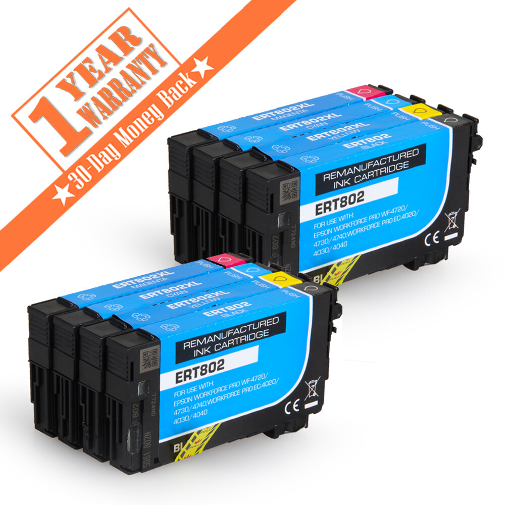 8PK 802XL Compatible Ink Cartridge For Epson WorkForce WF-4730 4720 4734 4740