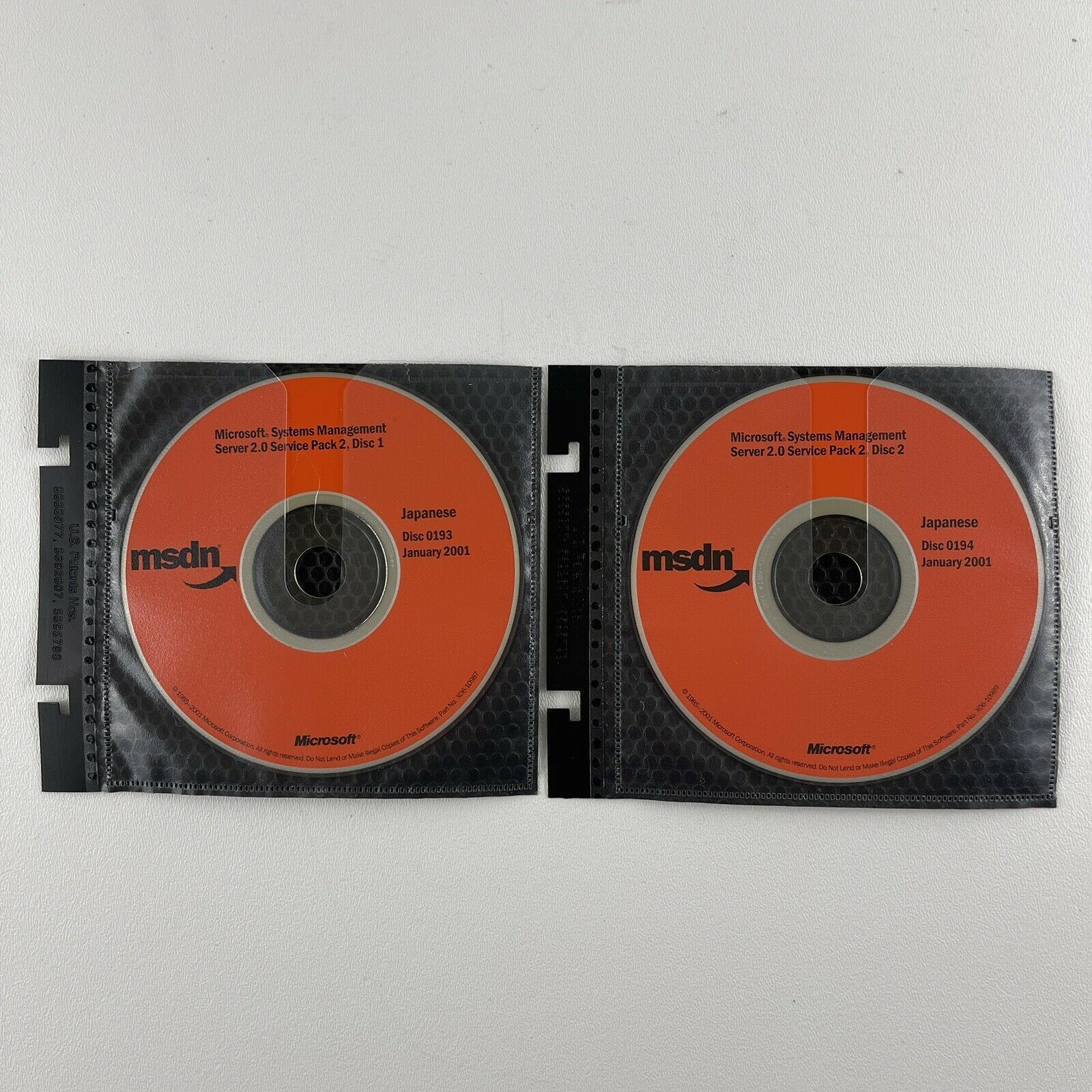 Japanese (2) Discs Jan 2001 MSDN Windows Server 2.0 Svc Pk Disc 1 & 2 Microsoft
